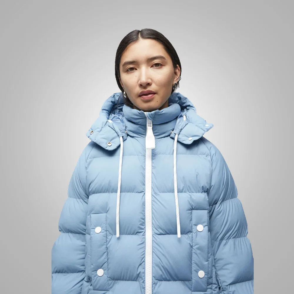 Womens Vintage Blue Puffer Jacket