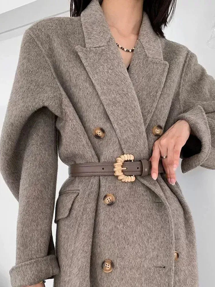 Women's Warm Cashmere & Woolen Long Overcoat