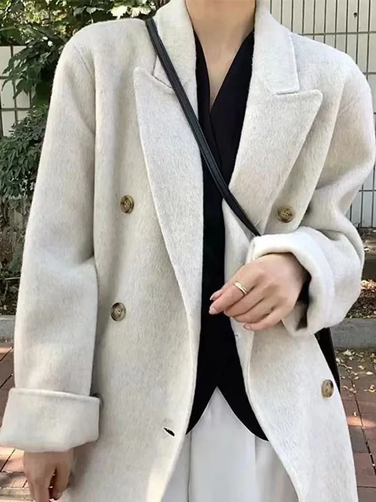 Women's Warm Cashmere & Woolen Long Overcoat