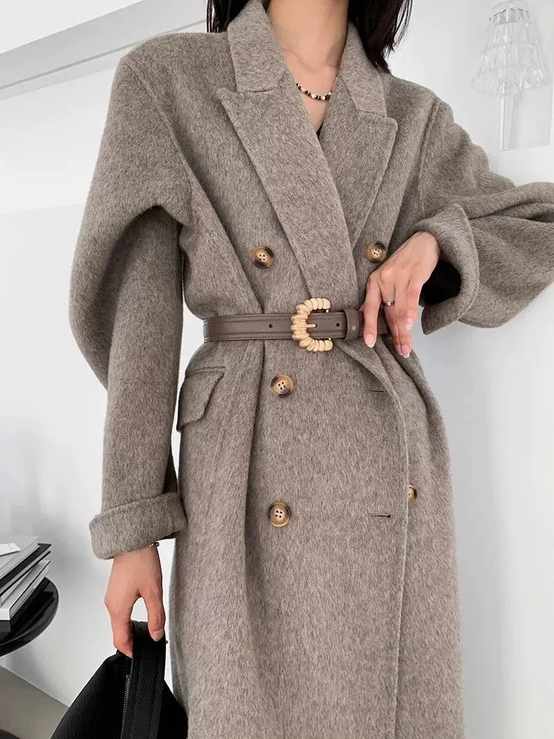 Women's Warm Cashmere & Woolen Long Overcoat