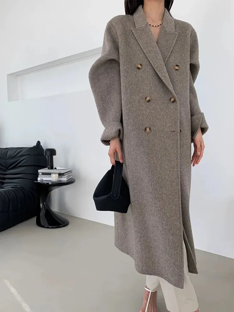 Women's Warm Cashmere & Woolen Long Overcoat