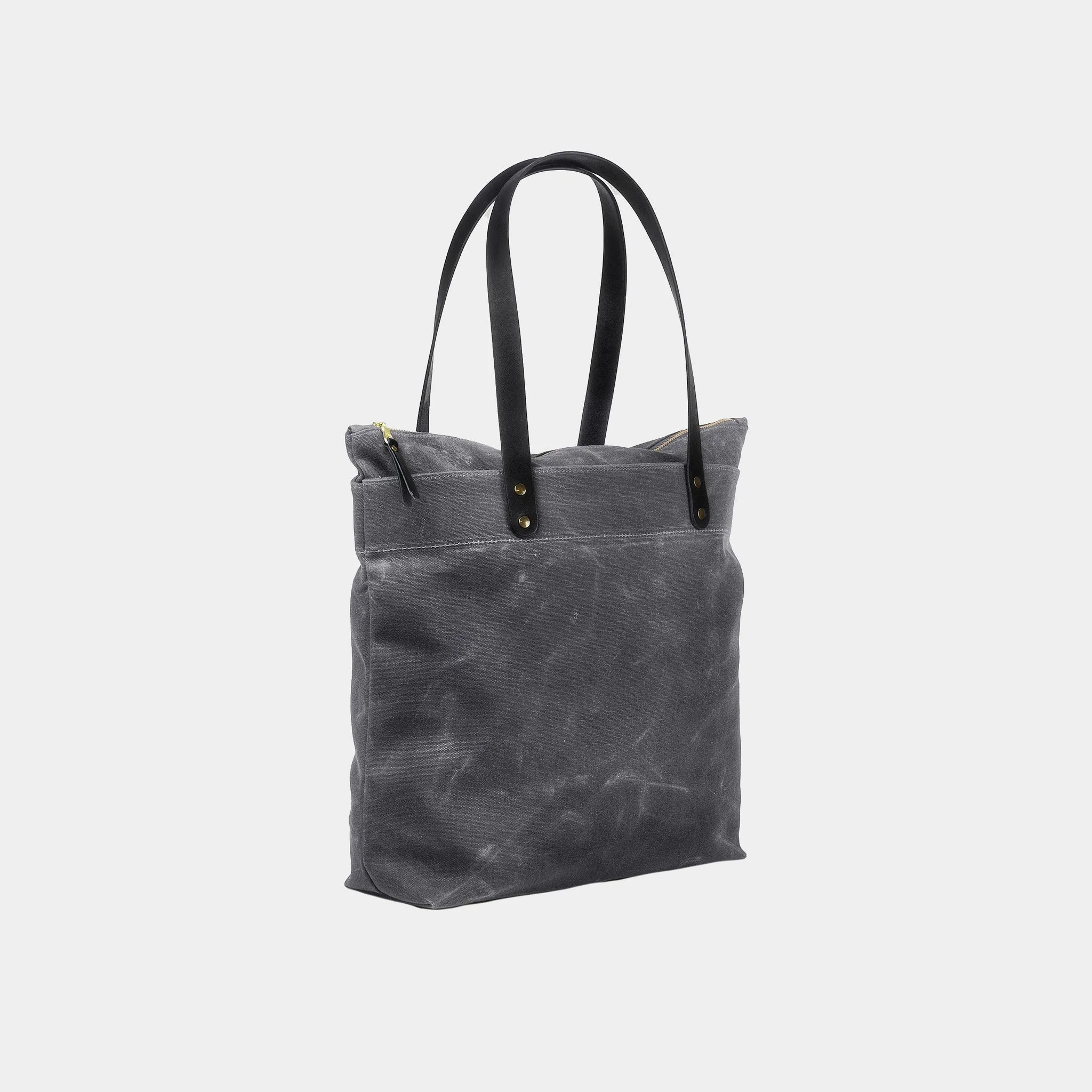 Zipper Waxed Canvas Tote Bag