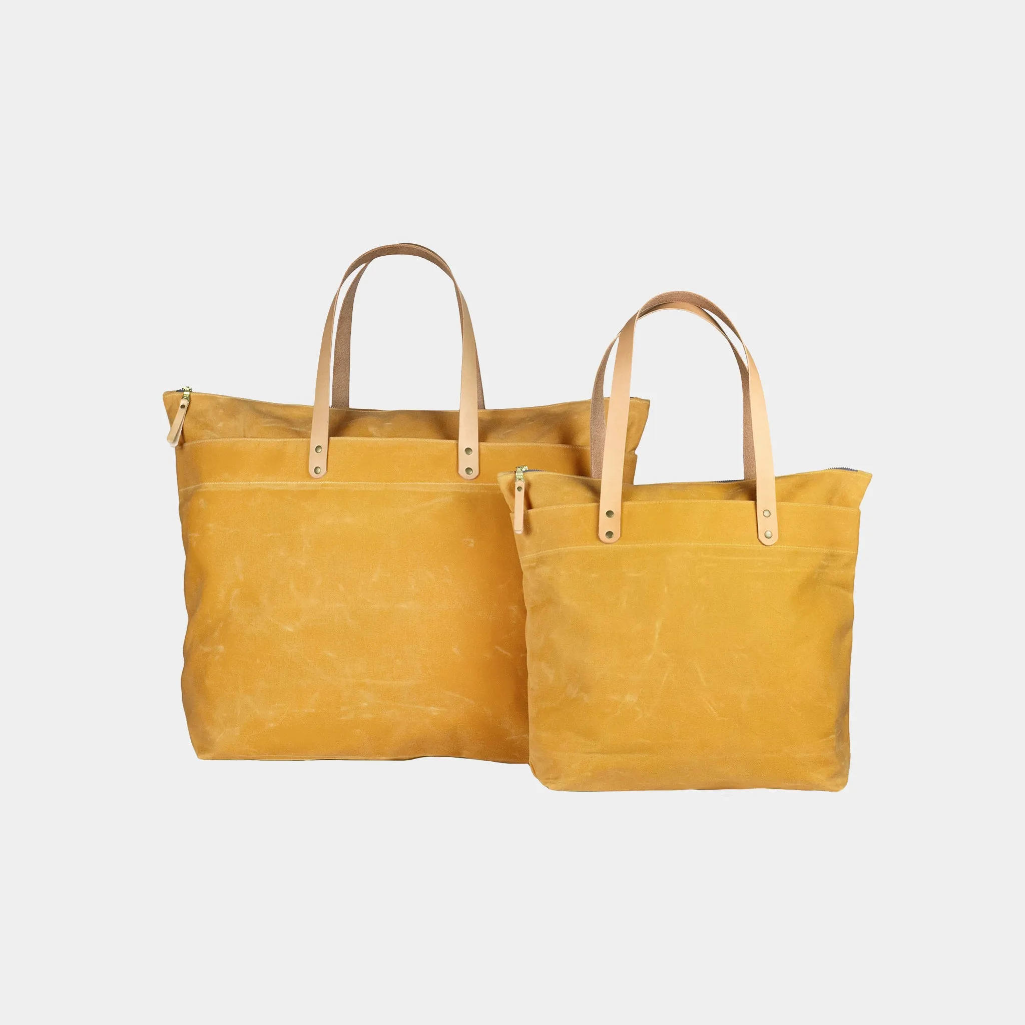 Zipper Waxed Canvas Tote Bag