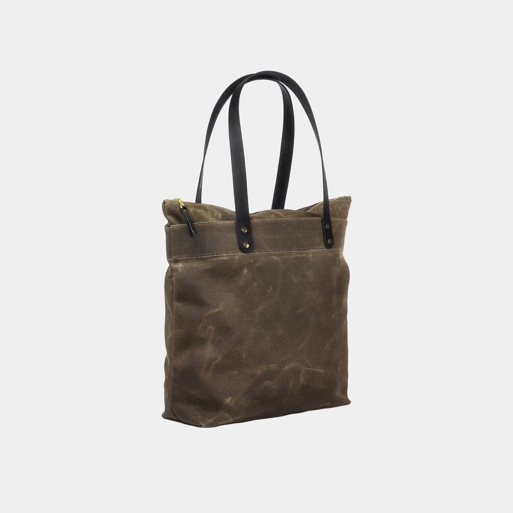 Zipper Waxed Canvas Tote Bag